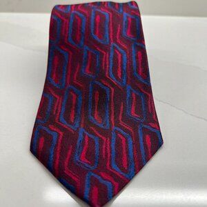 Portofino Vintage Mens Silk Necktie Red & Blue Italy Made 80s Party Club 58x3.5"